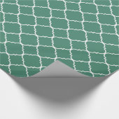 Groen en Wit Quatrefoil Cadeaupapier (Hoek)