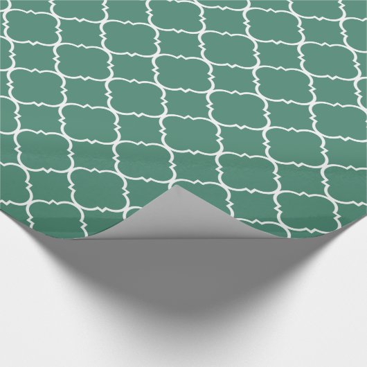 Groen en Wit Quatrefoil Cadeaupapier (Hoek)