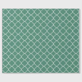 Groen en Wit Quatrefoil Cadeaupapier (Vlak)