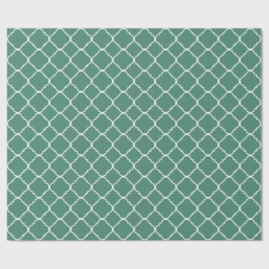 Groen en Wit Quatrefoil Cadeaupapier (Vlak)