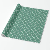 Groen en Wit Quatrefoil Cadeaupapier (Uitgerold)