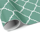 Groen en Wit Quatrefoil Cadeaupapier (Rol Hoek)