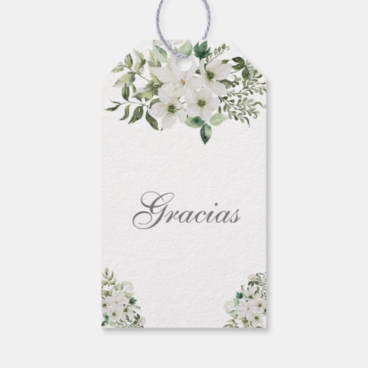 Groen en wit Quinceanera Floral Cadeaulabel (Achterkant)
