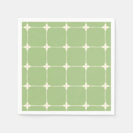 Groen en Wit Raster Minimalistische Tropisch Servet
