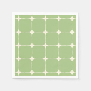 Groen en Wit Raster Minimalistische Tropisch Servet
