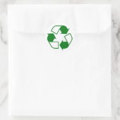 Groen en wit recyclingsymbool ronde sticker (Tas)