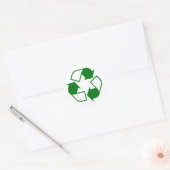 Groen en wit recyclingsymbool ronde sticker (Envelop)