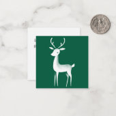 Groen en wit Rendier Mini Kerst Kaart Notitiekaartje (Voorkant / Achterkant in situ)