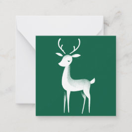 Groen en wit Rendier Mini Kerst Kaart Notitiekaartje