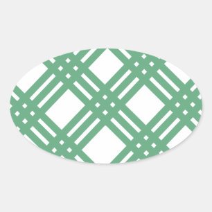 Groen en wit rooster ovale sticker