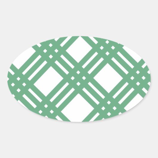 Groen en wit rooster ovale sticker (Voorkant)