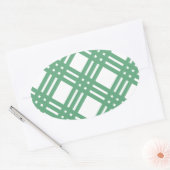 Groen en wit rooster ovale sticker (Envelop)