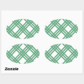 Groen en wit rooster ovale sticker (Vel)