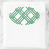 Groen en wit rooster ovale sticker (Tas)