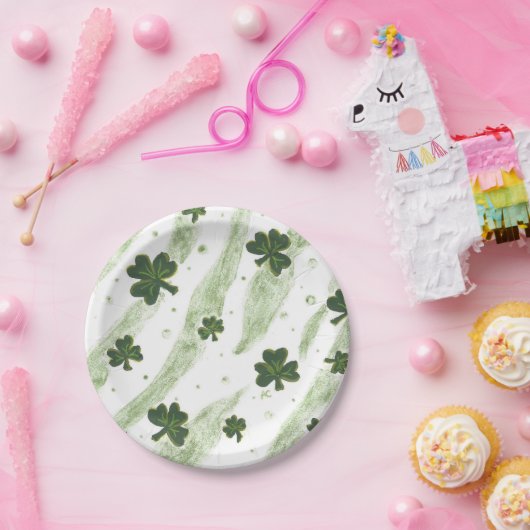 Groen en wit rotspatroon Iers papieren bord (Feest)
