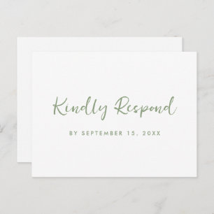 Groen en Wit RSVP met Script Maaltijdkeuze Uitnodiging Briefkaart