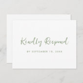 Groen en Wit RSVP met Script Maaltijdkeuze Uitnodiging Briefkaart (Voorkant / Achterkant)