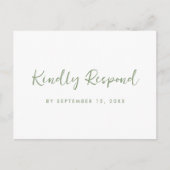 Groen en Wit RSVP met Script Maaltijdkeuze Uitnodiging Briefkaart (Voorkant)