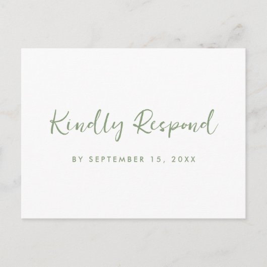 Groen en Wit RSVP met Script Maaltijdkeuze Uitnodiging Briefkaart (Voorkant)