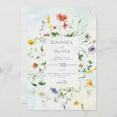 Groen en Wit Rustieke Bloem Zomer Bruiloft Kaart (Voorkant / Achterkant)