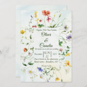 Groen en Wit Rustieke Bloem Zomer Bruiloft Kaart (Voorkant / Achterkant)