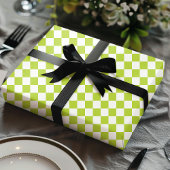 Groen en wit schaakbordpatroon cadeaupapier