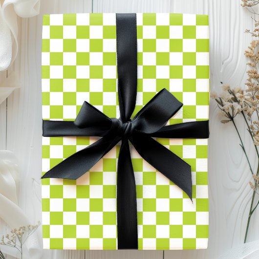 Groen en wit schaakbordpatroon cadeaupapier