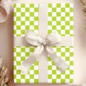 Groen en wit schaakbordpatroon cadeaupapier
