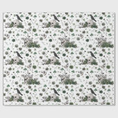 Groen en wit schedelpatroon St. Patricks Day Goth Cadeaupapier (Vlak)