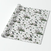 Groen en wit schedelpatroon St. Patricks Day Goth Cadeaupapier (Uitgerold)
