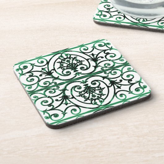 Groen en wit schuifpatroon onderzetter (Linkerzijde)