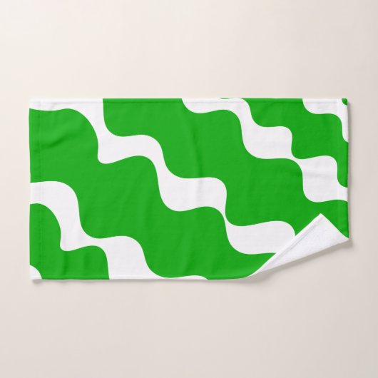 Groen en wit schuin aflopende golven patroon bad handdoek (Handdoek)