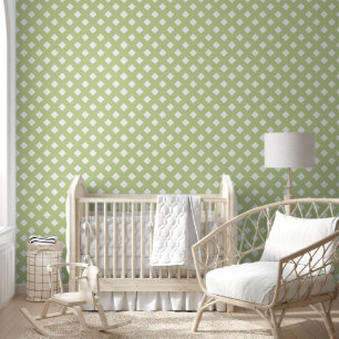 Groen en Wit Shabby Chique Lattice Patroon Behang