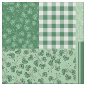 Groen en wit Shamrock Pattern Faux Patchwork Stof (Close Up)