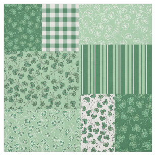 Groen en wit Shamrock Pattern Faux Patchwork Stof