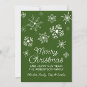 Groen en wit Sneeuwvlokken Kerst Vakantie Kaart (Voorkant)