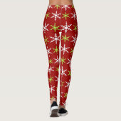 Groen en wit sneeuwvlokken leggings (Achterkant)