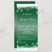 Groen en Wit Sneeuwvlokken Trouwprogramma Programmakaart (Voorkant / Achterkant)