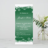 Groen en Wit Sneeuwvlokken Trouwprogramma Programmakaart (Staand voorkant)