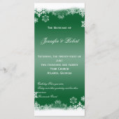 Groen en Wit Sneeuwvlokken Trouwprogramma Programmakaart (Voorkant)