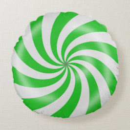 Groen en wit Snoep — Spiral Design Round Pillow Rond Kussen