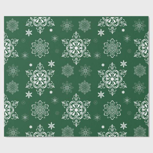 Groen en wit Snowflake patroon Cadeaupapier (Vlak)