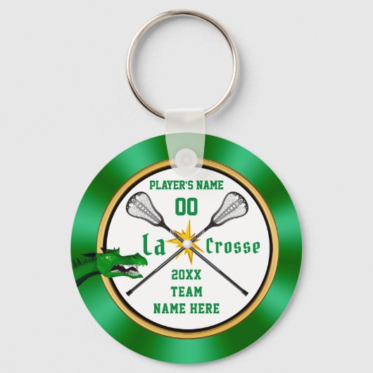 Groen en wit, speciaal gepersonaliseerd Lacrosse S Sleutelhanger (Voorkant)