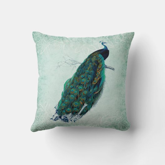 Groen en wit stijlvol werkstuk kussen (Achterkant)