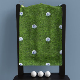 Groen en Wit Stippen Bal Monogram Golfhanddoek