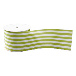 Groen en wit Stripe Patroon Grosgrain Lint