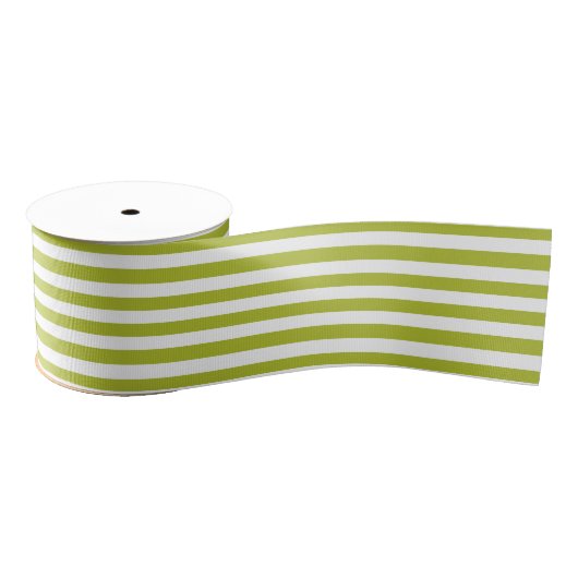Groen en wit Stripe Patroon Grosgrain Lint (Spoel)