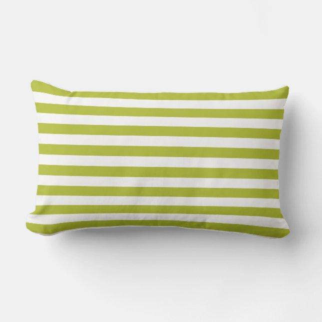 Groen en wit Stripe Patroon Kussen (Voorkant)