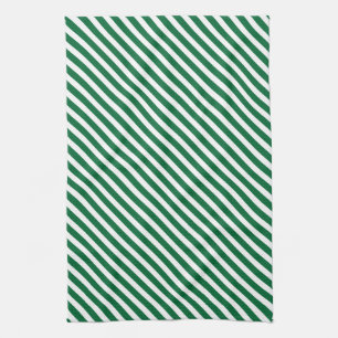 Groen en wit strippatroon theedoek