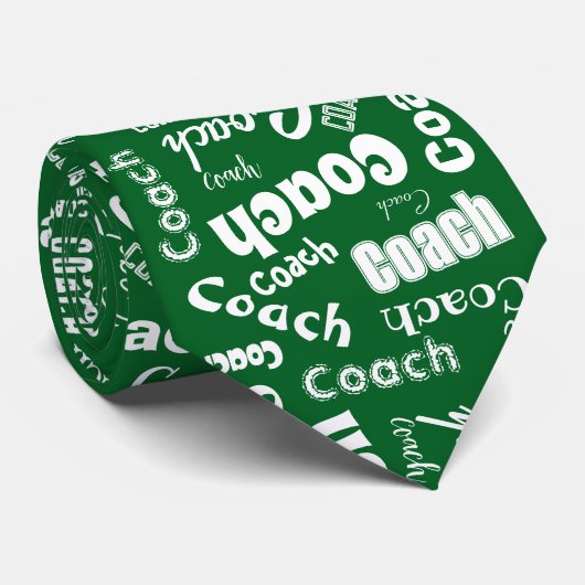 Groen en Wit Team Coach Dank U Cadeau Naam Kunst Stropdas (Opgerold)